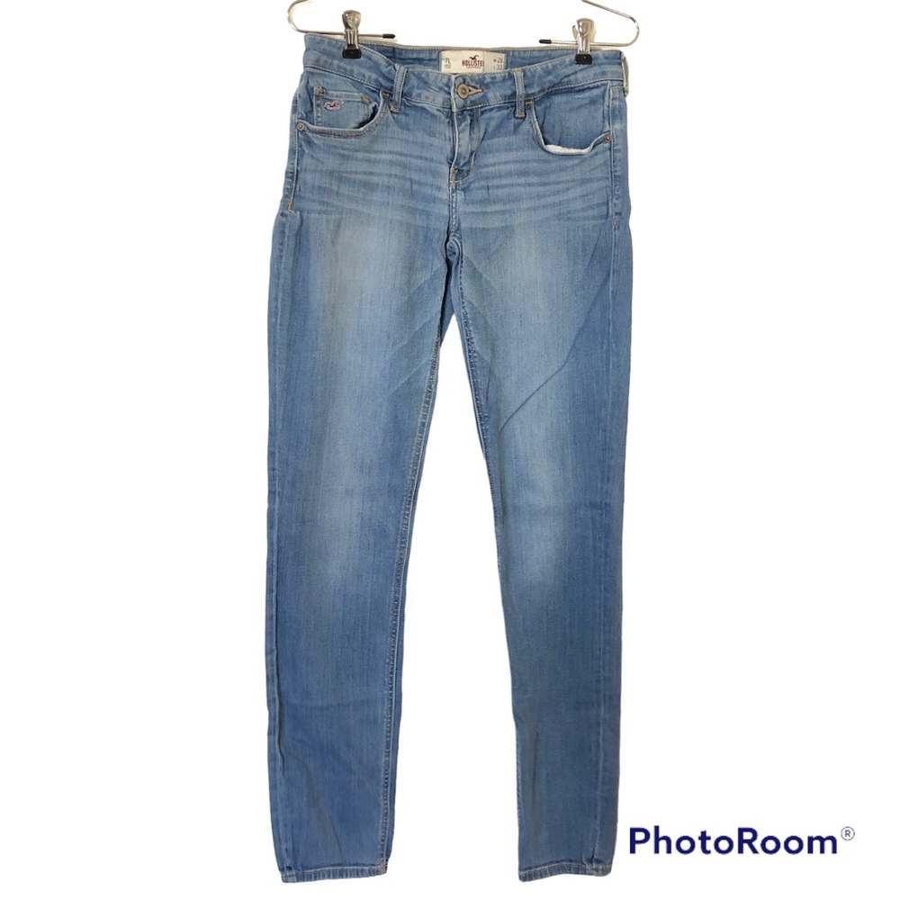 Hollister Low Rise Skinny Leg Jeans Women’s 7L 28x33 Blue Medium Wash Whiskers